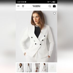 White House Black Market White Double-Breasted Blazer